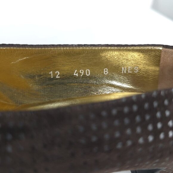 ESCADA MADE IN ITALY 🇮🇹 LEATHER VERO CUOIO Block Heels‎ Designer Size 8AA - Picture 14 of 14